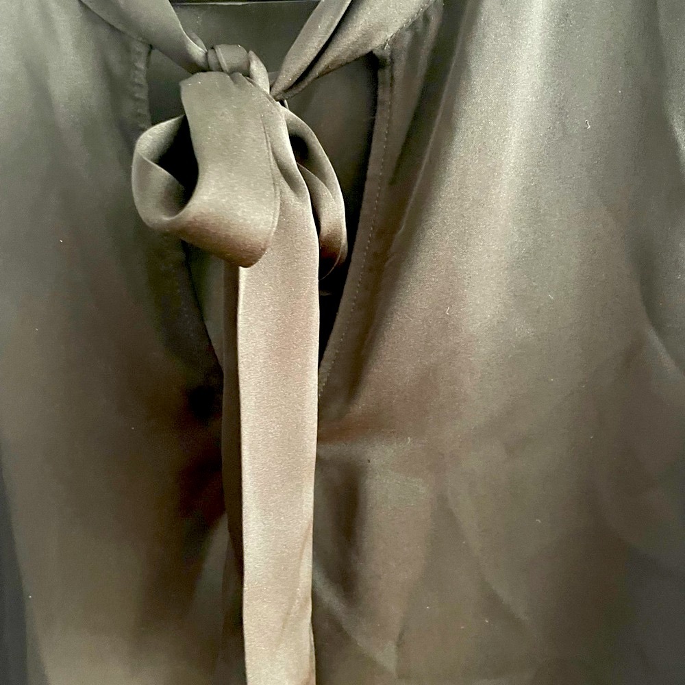 Nouvelle Black dressy blouse. Size M. Silk and rayon. Very good condition. Sexy.